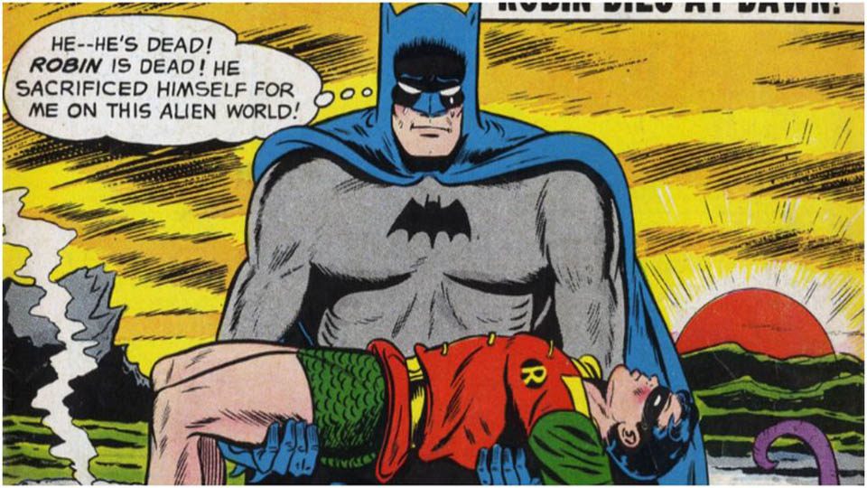 Dick Grayson death. Robin dies at dawn! Batman volume 1  #156, DC Comics