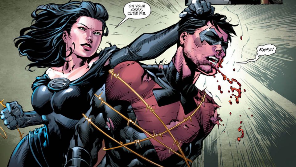 Dick Grayson bleeding, Forever Evil, DC Comics