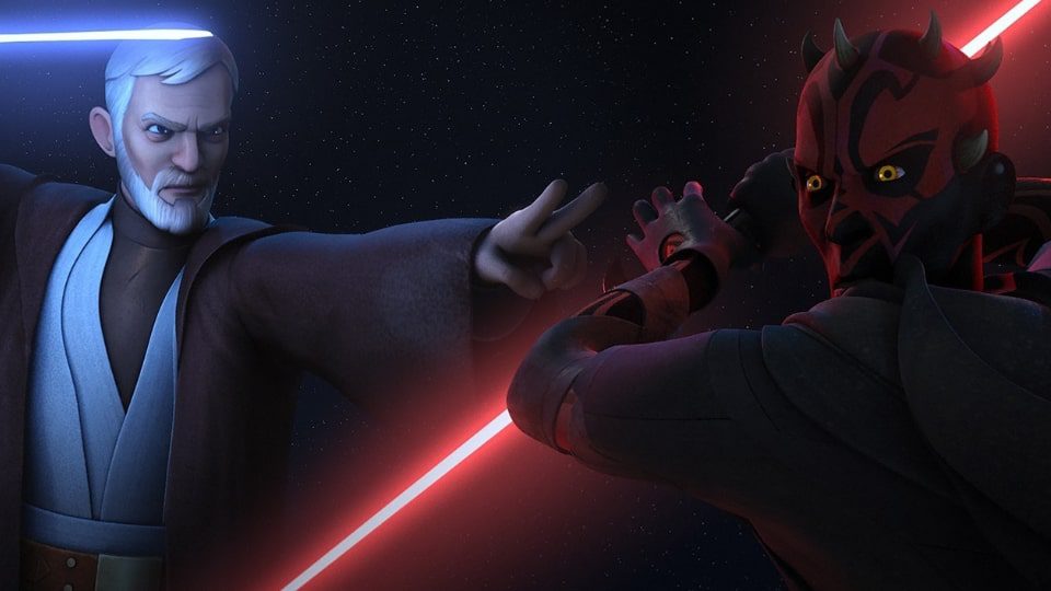 darth maul vs kenobi in star wars rebels series best star wars lightsaber duels