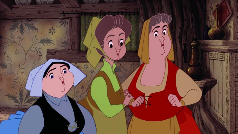 Flora, Fauna, and Merryweather thicc disney characters