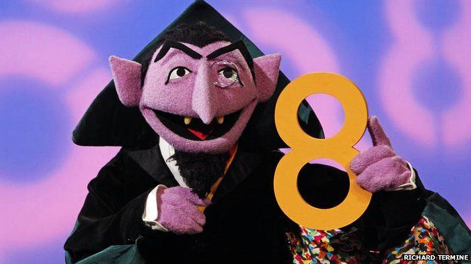 purple character Count von Count from the Sesame Street 