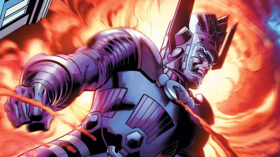 purple character  Galactus from Marvel