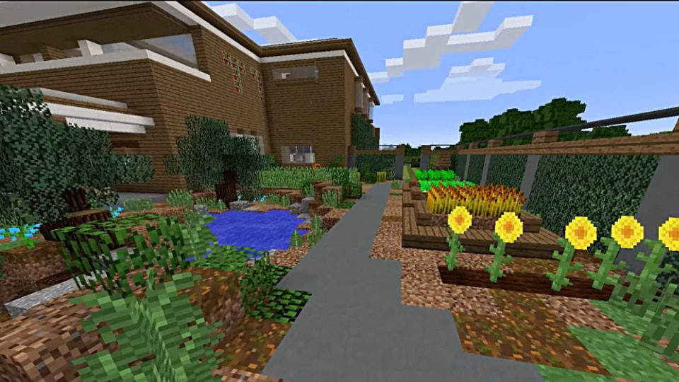 Minecraft Modern House Backyard Garden
