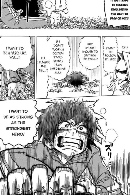 Deku's moment of determination mha manga panel