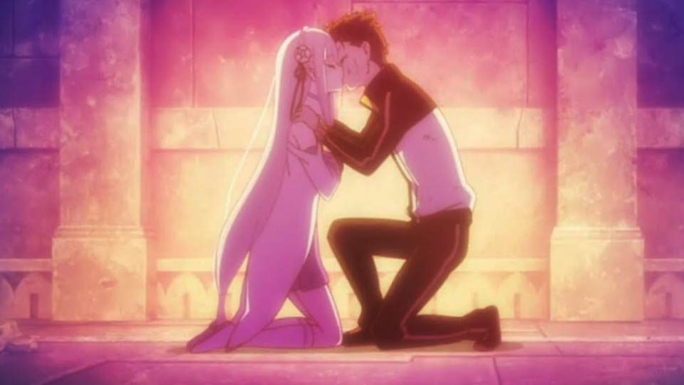 Anime Kiss Subaru and Emilia 