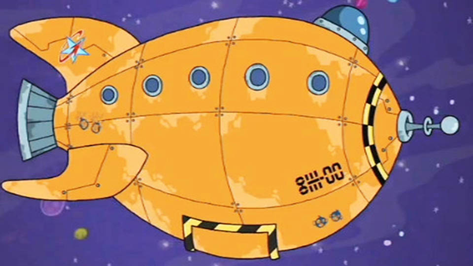 Famous Cartoon Spaceships: The orange Spaceship from Rocket Monkeys
