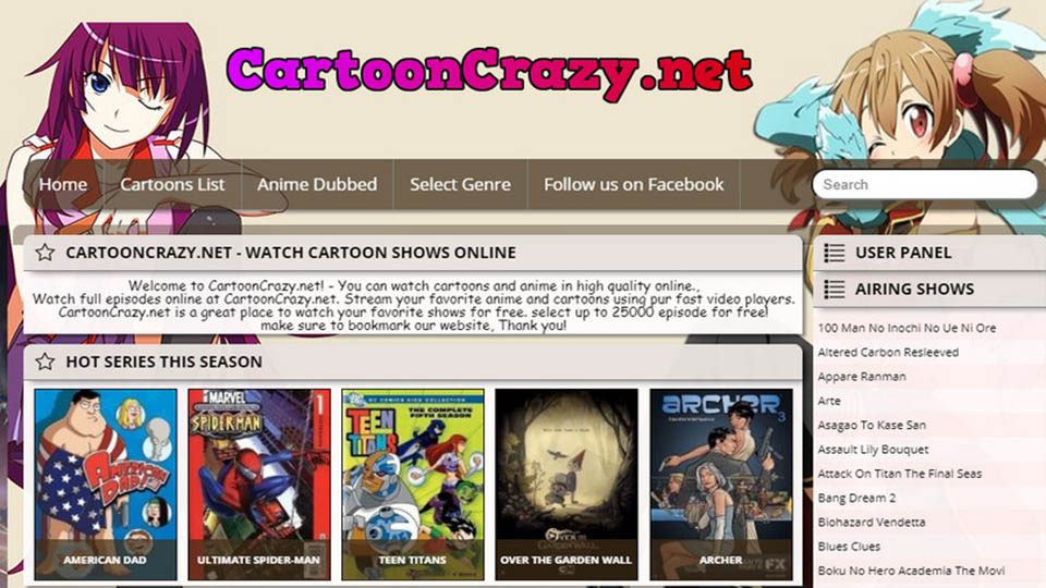 CartoonCrazy anime streaming website