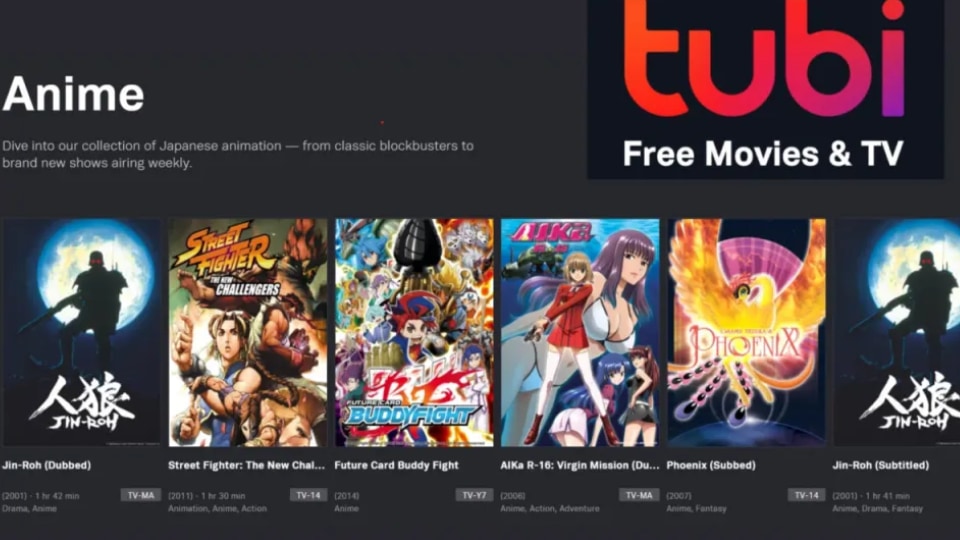tubitv free anime streaming site